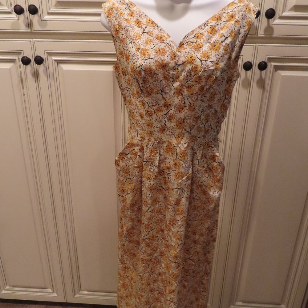 Vintage Classical 40's 50's Sleeveless Dress Floral Tea Coctail Party Dress